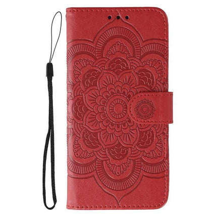 Phone Case Slim Protection for Everyday Use and Travel – red slim TPU wallet case with embossed floral design, reinforced corners and wrist strap for travel