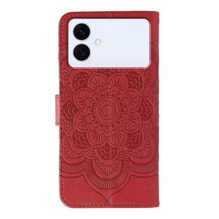 Phone Case Slim Protection for Everyday Use and Travel - slim red TPU wallet case with embossed floral design and reinforced corners