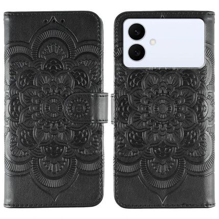 Phone Case Slim Protection for Everyday Use and Travel - slim black embossed floral TPU wallet case with reinforced corners for commuting and trips