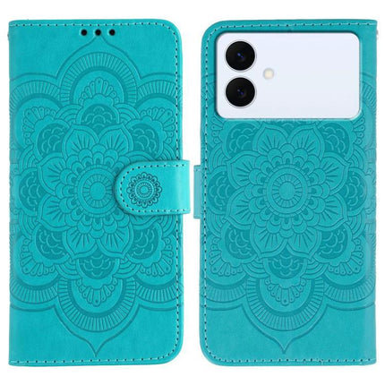 Phone Case Slim Protection for Everyday Use and Travel teal floral embossed TPU wallet case with reinforced corners, slim shock-resistant cover