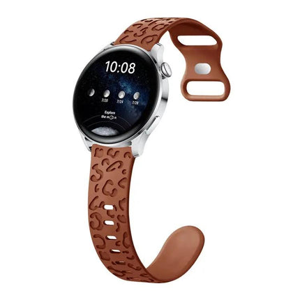 22mm Silicone Watch Band Leopard Print Butterfly Buckle
