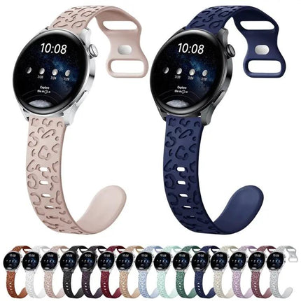 Silicone 20mm Watch Band Leopard Print Butterfly Buckle