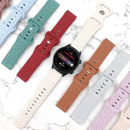 Silicone 20mm Watch Band Leopard Print Butterfly Buckle