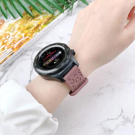 Silicone 20mm Watch Band Leopard Print Butterfly Buckle