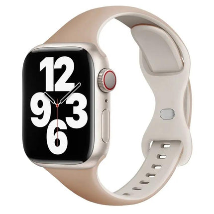 Two Color Silicone Watch Band Butterfly Buckle Apple 40/44mm