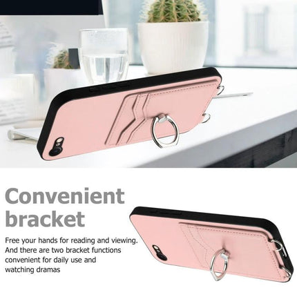 Phone Case With Strap For Daily Essentials And Card Carrying On The Go For Everyday Convenience - pink PU case with card slots and strap ring