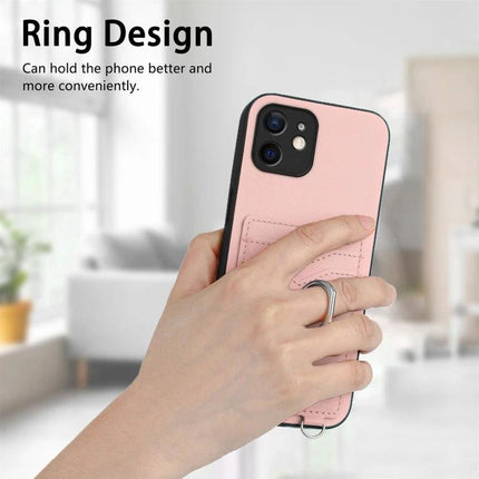 Crossbody Phone Case With Card Slots For Daily Essentials showing pink case with ring grip, TPU corners, two card slots and hands-free crossbody use