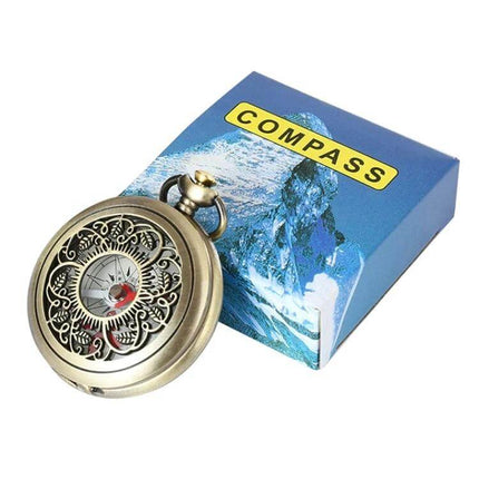 Retro Pocket Watch With Compass For Everyday Travel zinc alloy antique copper plated pocket watch with compass for travel