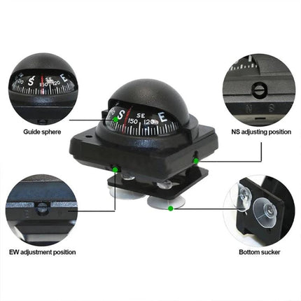 Nisa Compass for Daily Car Travel and Dashboard Decor - compact dashboard compass with suction cups and adjustable NS/EW positions