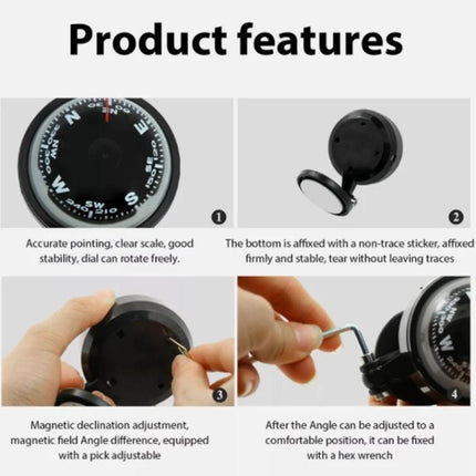 Nisa Car Compass Ball for Everyday Driving Direction Aid - floating dashboard compass with magnetic adjustment and non‑trace adhesive base