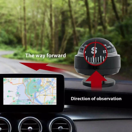 Nisa Car Compass Ball for Everyday Driving Direction Aid mounted on car dashboard showing heading and direction of observation