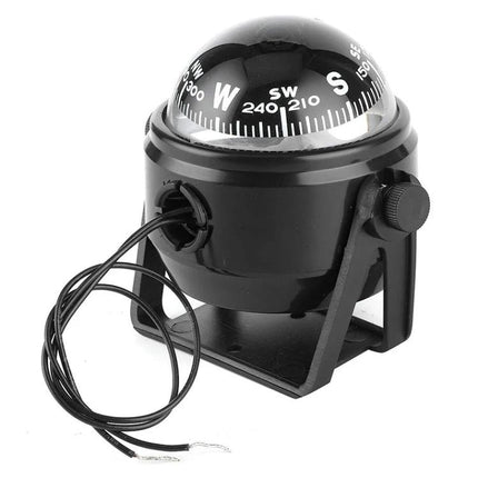 Nisa Compass for Vehicle Direction During Everyday Travel — black floating dashboard compass with mount and wiring
