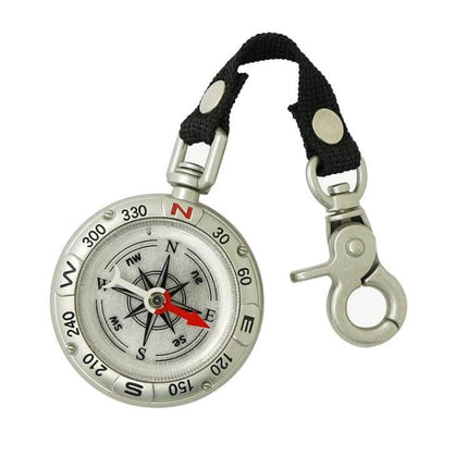 Nisa Retro Keychain Compass Aluminum Alloy Everyday Use compact floating-needle compass on keychain with clip for hiking and daily carry