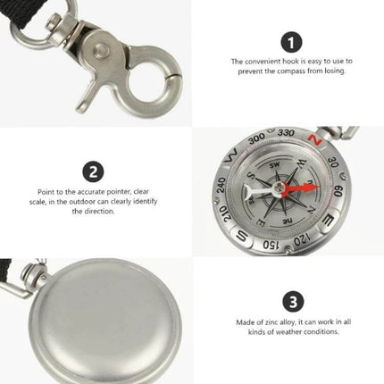 Nisa Retro Keychain Compass Aluminum Alloy Everyday Use compact floating-needle compass on keychain with corrosion-resistant aluminum alloy body