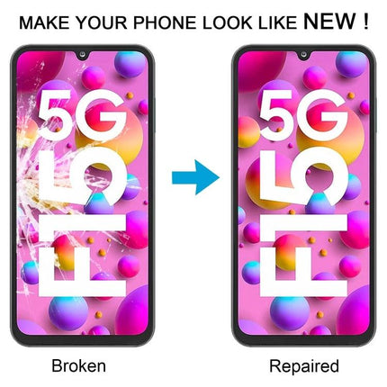 Screen Glass Replacement for Everyday Samsung Phone Use - before and after broken vs repaired phone screen showing kit result