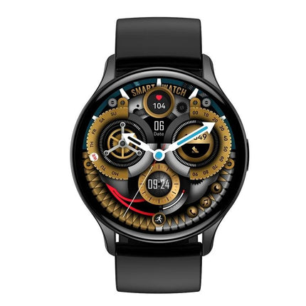 HK89 Smart Watch for Tracking Daily Health and Activities sleek black round smartwatch displaying step, heart rate, and sleep monitoring dials