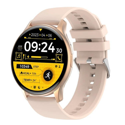 HK89 Smart Watch for Tracking Daily Health and Activities - rose gold round fitness smartwatch showing steps, heart rate, sleep and activity reminders