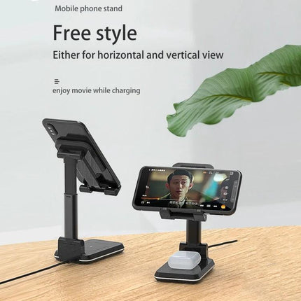 T6 2 In 1 Portable Folding Stand Wireless Charger Dual Charge Bracket adjustable phone stand for horizontal and vertical wireless charging