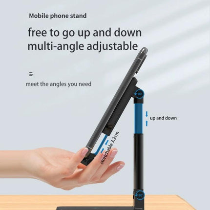 T6 2 In 1 Portable Folding Stand Wireless Charger Dual Charge Bracket showing multi-angle adjustable phone stand with non-slip silicone and foldable design