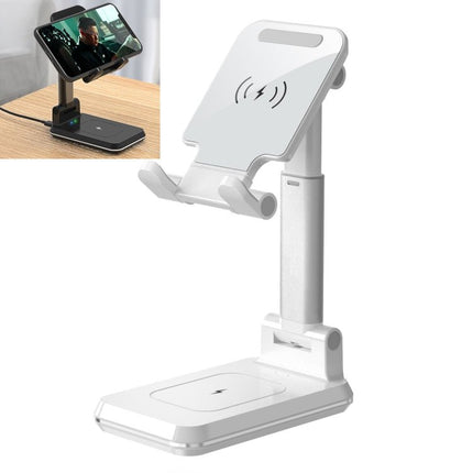 T6 2 In 1 Portable Folding Stand Wireless Charger Dual Charge Bracket white adjustable phone stand with wireless charging pad