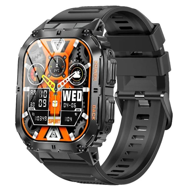 LEMFO Smart Watch for Everyday Health and Activity Tracking - rugged black smartwatch showing steps, heart rate, sleep and notifications on 1.96-inch display