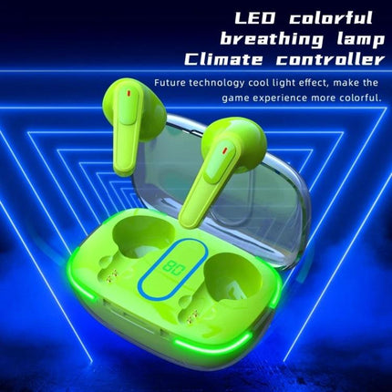 True Wireless Earbuds For Commuting And Hands Free Calls neon green Pro 70+ earbuds with charging case and LED display
