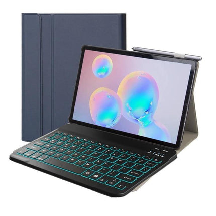 Bluetooth Keyboard Case with Stand for Samsung Galaxy Tabs in dark folio with backlit 59-key keyboard and built-in stylus holder