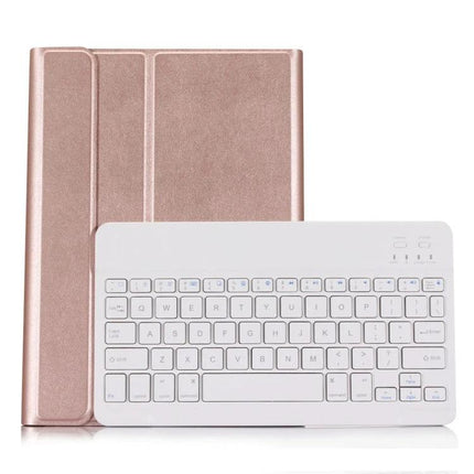Bluetooth Keyboard Case with Stand for Samsung Galaxy Tabs in rose gold with detachable 59-key wireless keyboard and built-in tablet stand