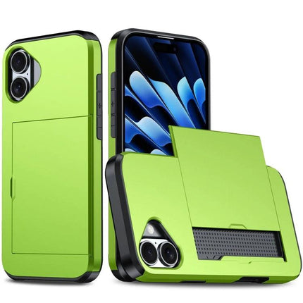 Protective Phone Case For Everyday Carry And Daily Use, Guards Against Drops And Scratches During Commutes And At Home - slim green dual-material case with card slot and kickstand
