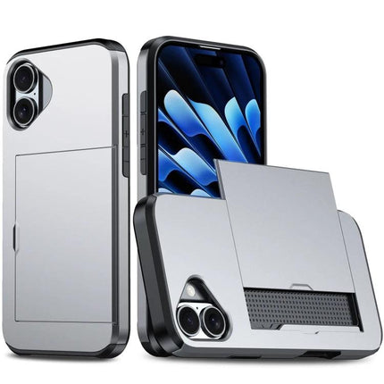 iPhone Card Holder Case for Everyday Protection and Card Storage – slim PC shell with TPU interior, raised edges and built-in card slot