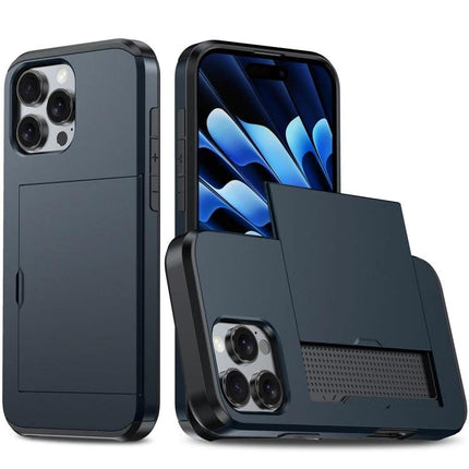 Practical iPhone Case With Card Storage showing durable PC/TPU protection and built-in card slot for ID and cards