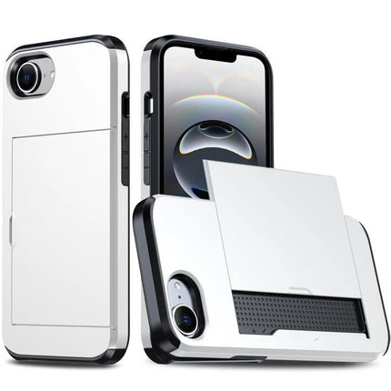Durable Phone Case for Everyday Device Protection — white PC TPU hybrid with card slot, slim shockproof design for daily use
