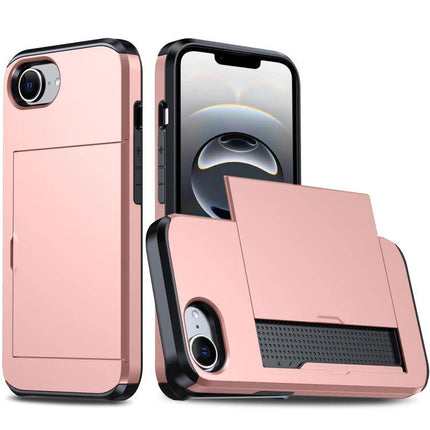 Durable Phone Case for Everyday Device Protection - rose gold PC+TPU slim shockproof case with built-in kickstand and card slot