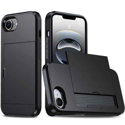 Durable Phone Case for Everyday Device Protection - black PC TPU slim protective case with kickstand for daily drops and commuting