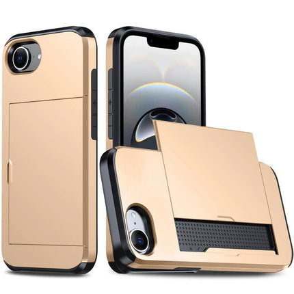 Durable Phone Case for Everyday Device Protection gold PC TPU dual-layer protective case with kickstand