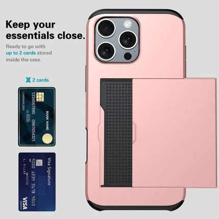 Durable Phone Case for Everyday Device Protection with sliding card slot, PC and TPU dual-layer shockproof wallet case