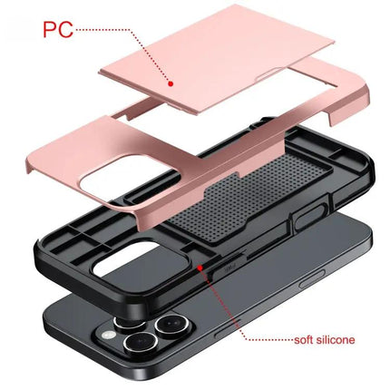 Shockproof Armor Phone Case With Card Slot For iPhone 16 Plus