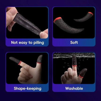 GameSir Fingertips for Everyday Gaming Comfort at Home - close-up of black conductive finger sleeves showing soft, shape-keeping, washable, not easy to pilling