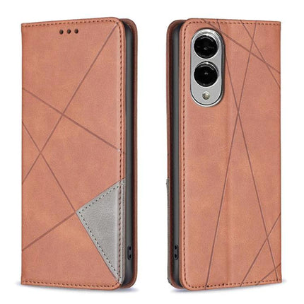 Leather Phone Case With Card Slot in tan PU leather with TPU interior, geometric stitched design and built-in card slot, hands-free stand