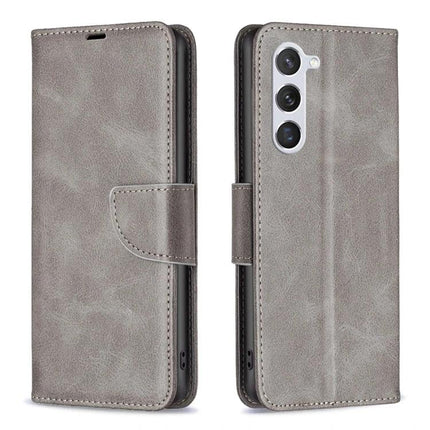 Leather Samsung Galaxy Phone Case For Everyday Use - gray PU leather wallet case with card slots and magnetic closure