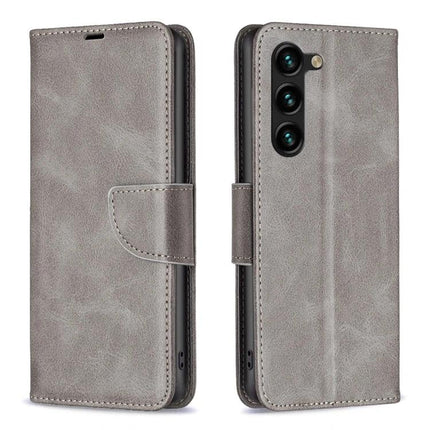Leather Samsung Galaxy Phone Case For Everyday Use - grey PU leather wallet case with card slots and magnetic closure