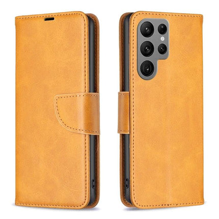 Leather Samsung Galaxy Phone Case For Everyday Use in tan PU leather wallet case with card slots and magnetic closure