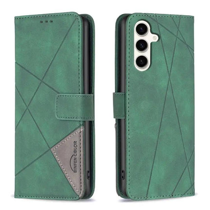 Magnetic Buckle Rhombus Leather Phone Case For Galaxy S24 FE