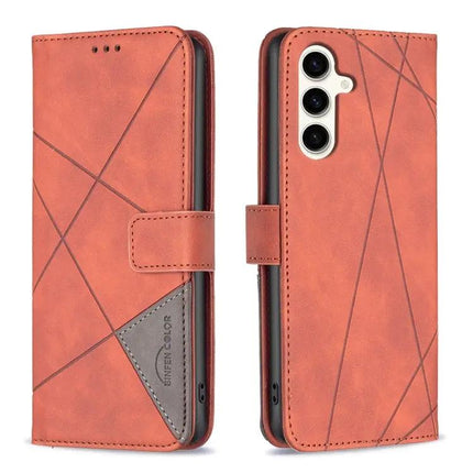 Magnetic Buckle Rhombus Leather Phone Case For Galaxy S24 FE