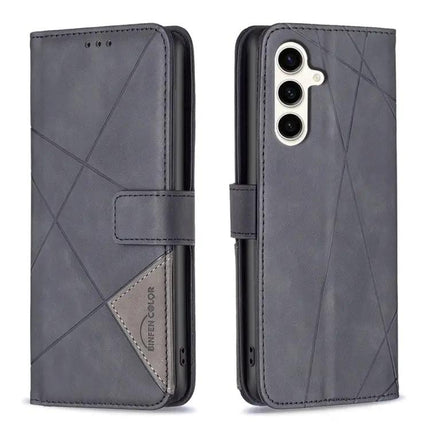 Magnetic Buckle Rhombus Leather Phone Case For Galaxy S24 FE