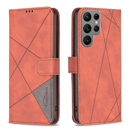 Magnetic Buckle Rhombus Leather Phone Case For Galaxy S24 FE