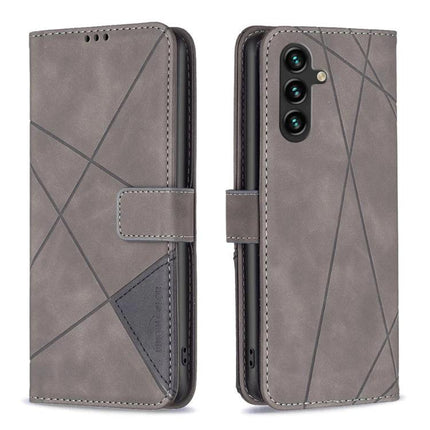 Leather Phone Case For Daily Protection On Samsung Essentials gray PU leather wallet case with card slots and kickstand