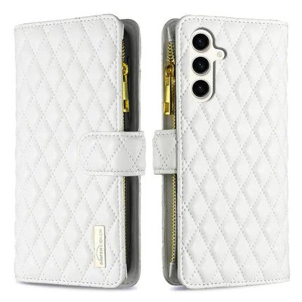 Diamond Lattice Leather Wallet Flip Case For Samsung