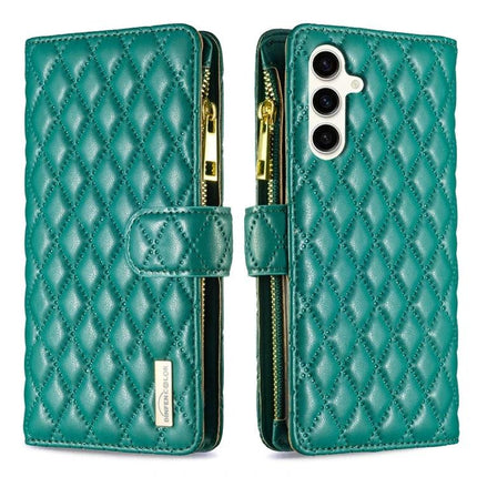 Versatile Flip Case With Card Slot teal quilted PU leather wallet case with zipper cash pocket and magnetic clasp