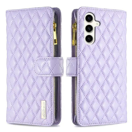 Diamond Lattice Leather Wallet Flip Case For Samsung